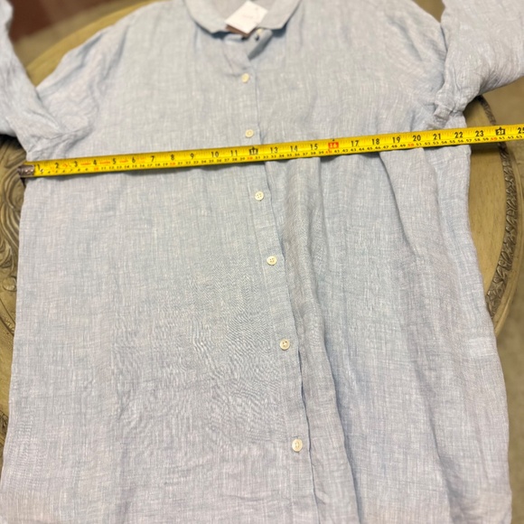 J Jill 100% Love Linen Button Up Blouse Light Blue Long Sleeve Size XL Tall NWT - Picture 8 of 10